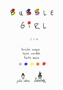 carte bubble girl broche